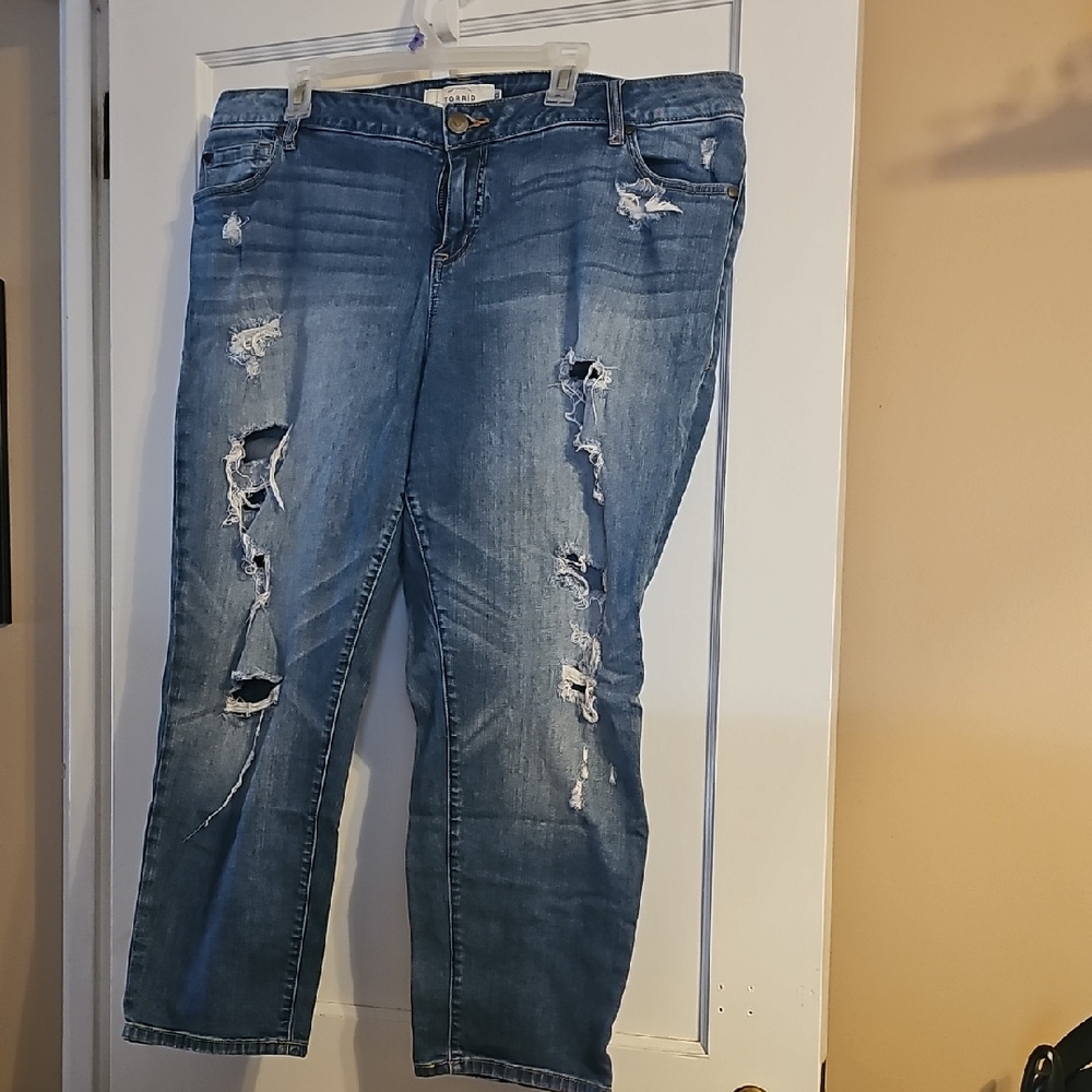 Torrid Distressed Blue Ankle Jeans